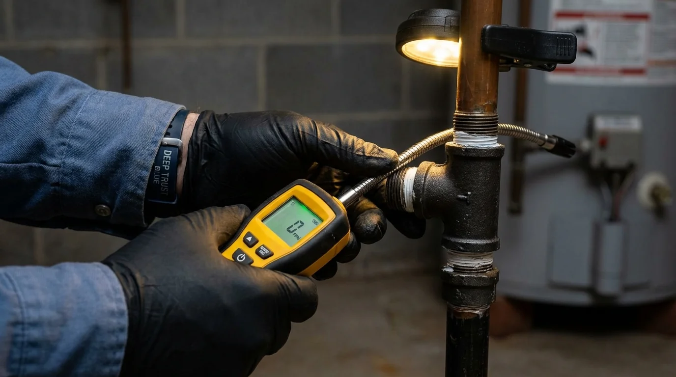 Gas leak detection with electronic sniffer by Johns Plumbing LLC in Nesconset